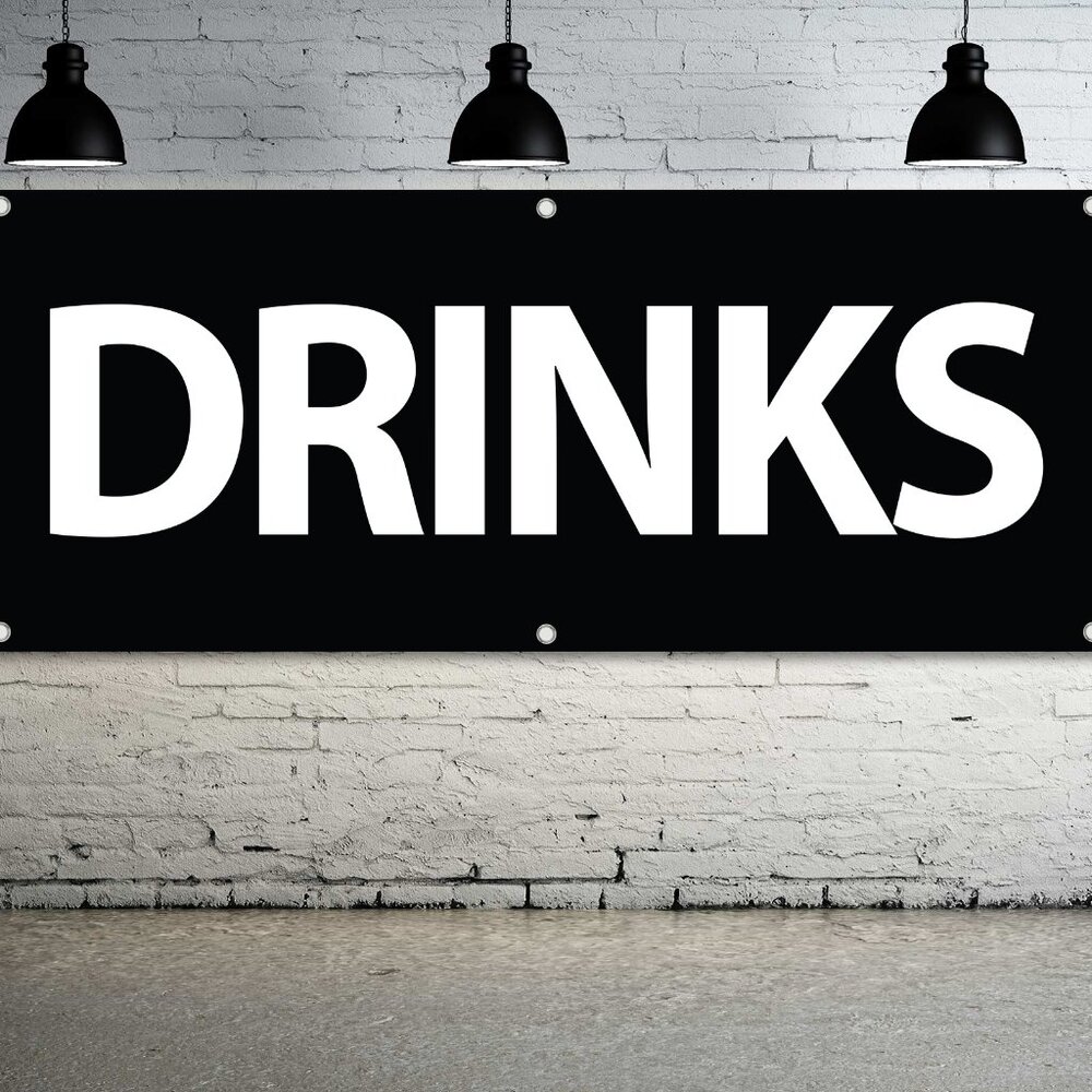 DRINKS Generic Vinyl Banner 5ft. Sign Beverage Vendor Canopy Concession Festival